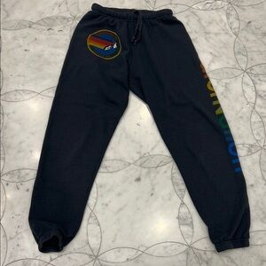 Vintage Black Sweatpants with Rainbow Logo